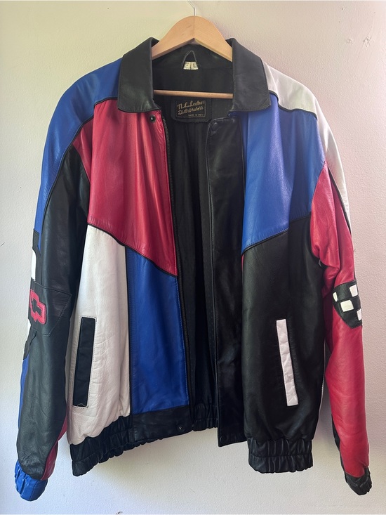 N.L. Leather Distributors Other - RARE 90s Vintage Corvette Bomber Leather Jacket Men's L Leather Classic - AS IS
